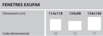 Dimensions désenfumage Exufak