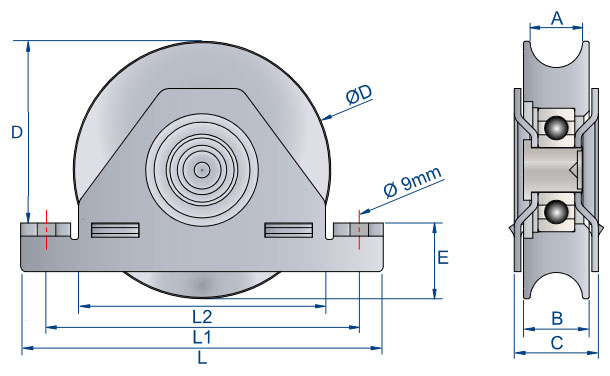 galet sur monture dimensions